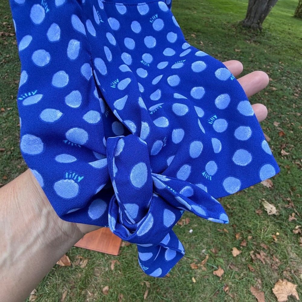 Lilly Pulitzer Elsa Top Blue Polka Dot Tie Cuff Blouse 001377 Womens Small - Picture 7 of 8